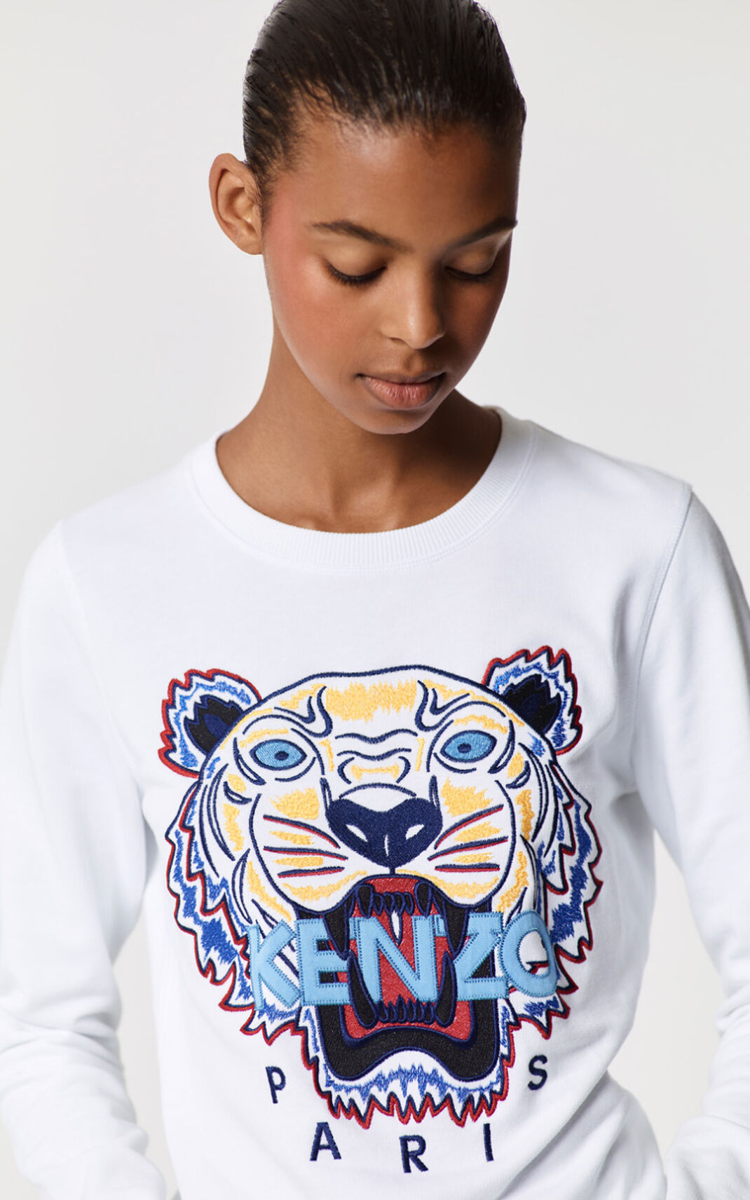 Kenzo Tiger Dukserice Ženske - Bijele - Hrvatska TOUBZP126